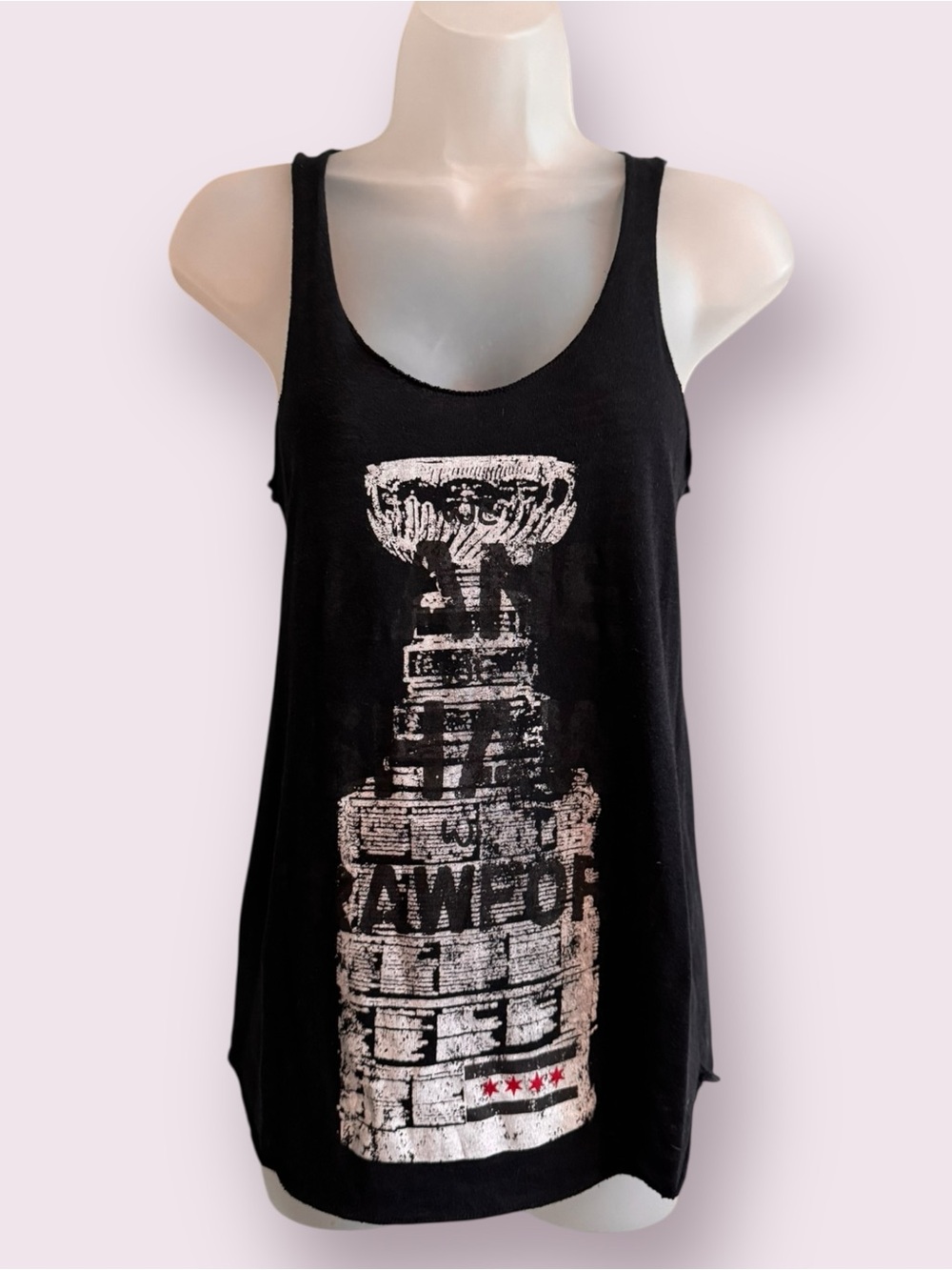 Black Chicago Stanley Cup Graphic Racerback Tank Top Size M